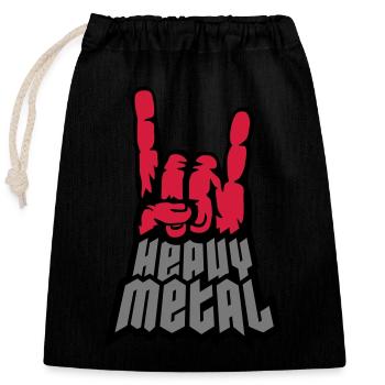 Signal de main du logo Heavy Metal - Sac cadeau en coton avec cordon (25 x 30 cm) - noir - Devant