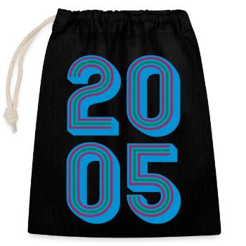 2005 Year of birth | Colors changeable - Closable cotton gift bag (25x30cm) - black - Front