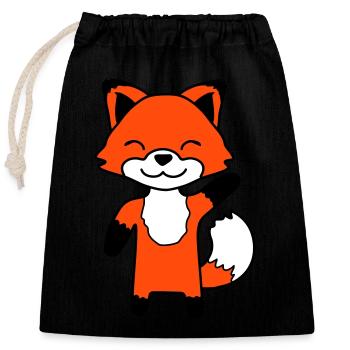 Renard agitant la main amicale bonjour salutation mignon - Sac cadeau en coton avec cordon (25 x 30 cm) - noir - Devant