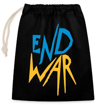 Ukraine End War - Verschließbarer Geschenkbeutel aus Baumwolle (25x30cm) - Schwarz - Vorne
