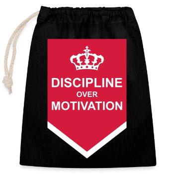 Citation de discipline sur la motivation - Sac cadeau en coton avec cordon (25 x 30 cm) - noir - Devant