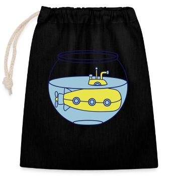 Drôle Petit Sous-marin Poisson Rouge Bol Aquarium Fun - Sac cadeau en coton avec cordon (25 x 30 cm) - noir - Devant