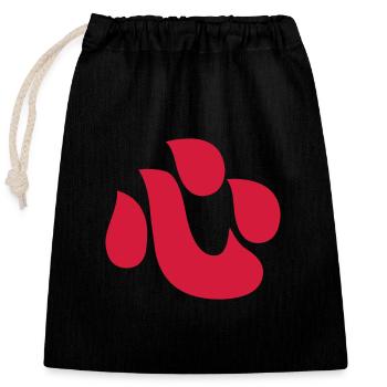 Japanese Kanji Heart 【Shin/Kokoro】 心 - Closable cotton gift bag (25x30cm) - black - Front
