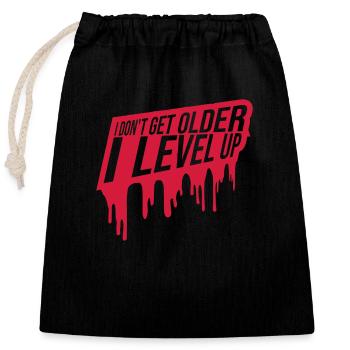 get older level up - Closable cotton gift bag (25x30cm) - black - Front