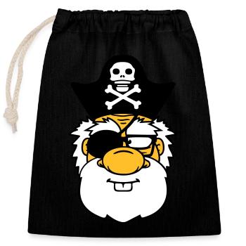 tête visage pirate capitaine marin marin marin sae - Sac cadeau en coton avec cordon (25 x 30 cm) - noir - Devant