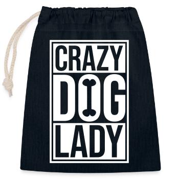 crazy dog lady quote - Closable cotton gift bag (25x30cm) - navy - Front