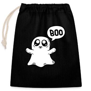 Kleiner süßer Boo Geist - Verschließbarer Geschenkbeutel aus Baumwolle (25x30cm) - Schwarz - Vorne