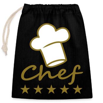Chef - Closable cotton gift bag (25x30cm) - black - Front