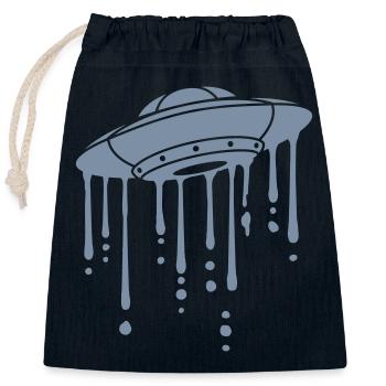UFO Graffiti Drops Slime - Sac cadeau en coton avec cordon (25 x 30 cm) - bleu marine - Devant