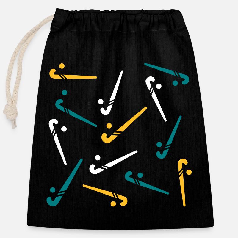 Raquettes de hockey - Sac cadeau en coton avec cordon (25 x 30 cm) - noir