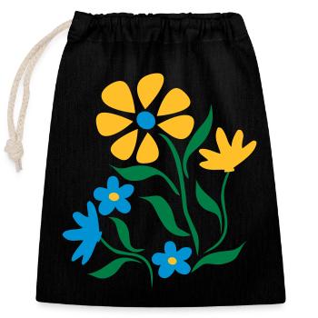 Flowers - Verschließbarer Geschenkbeutel aus Baumwolle (25x30cm) - Schwarz - Vorne