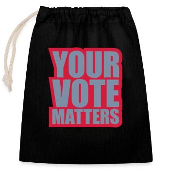 your vote matters quote - Closable cotton gift bag (25x30cm) - black - Front