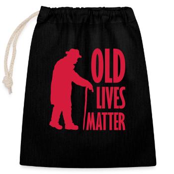 old lives matter quote - Closable cotton gift bag (25x30cm) - black - Front