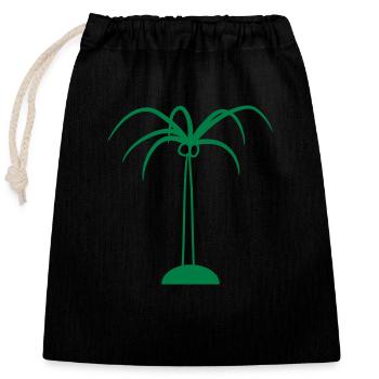 Palme Insel Baum Strand Urlaub Kokosnuss Meer Cool - Verschließbarer Geschenkbeutel aus Baumwolle (25x30cm) - Schwarz - Vorne