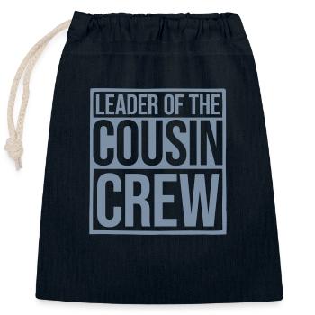 Leader Cousin Crew Team - Verschließbarer Geschenkbeutel aus Baumwolle (25x30cm) - Navy - Vorne