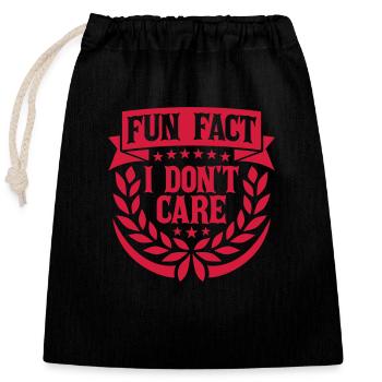 I don't care fact - Closable cotton gift bag (25x30cm) - black - Front