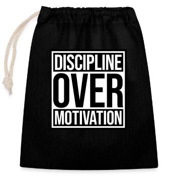 Citation de discipline sur la motivation - Sac cadeau en coton avec cordon (25 x 30 cm) - noir - Devant