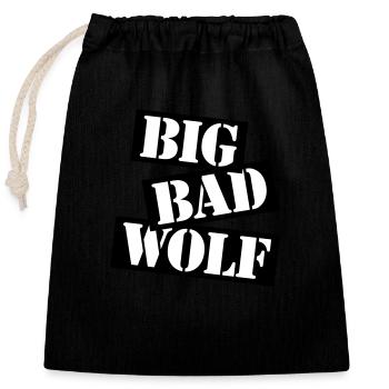 big bad wolf quote - Closable cotton gift bag (25x30cm) - black - Front