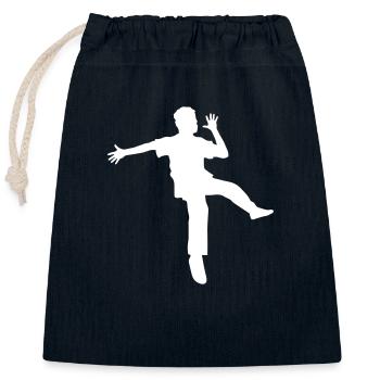 Homme Célébrant Et Dansant Silhouette Cool Fête Fun - Sac cadeau en coton avec cordon (25 x 30 cm) - bleu marine - Devant