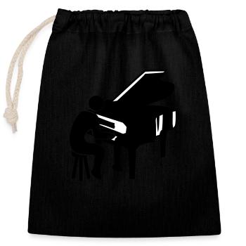 Piano Keys Instrument Playing Classical Music - Closable cotton gift bag (25x30cm) - black - Front