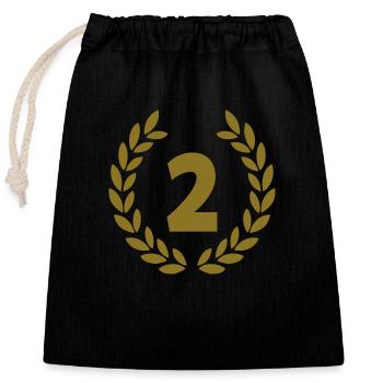 2 - Sac cadeau en coton avec cordon (25 x 30 cm) - noir - Devant