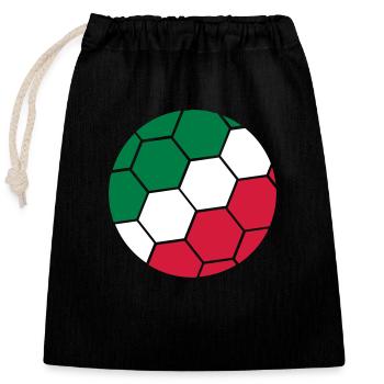 Ballon de drapeau Italie Logo de fan de football italien - Sac cadeau en coton avec cordon (25 x 30 cm) - noir - Devant