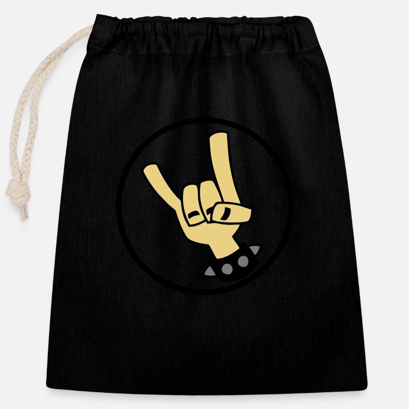 Devil Rock Hand 01 - Sac cadeau en coton avec cordon (25 x 30 cm) - noir