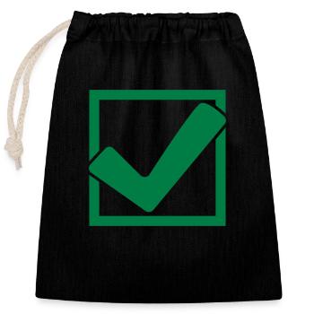 Rectangular hook logo - Closable cotton gift bag (25x30cm) - black - Front