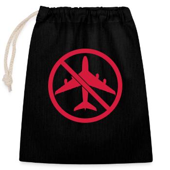 No plane sign - Closable cotton gift bag (25x30cm) - black - Front