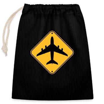 Shield Airplane Zone - Closable cotton gift bag (25x30cm) - black - Front