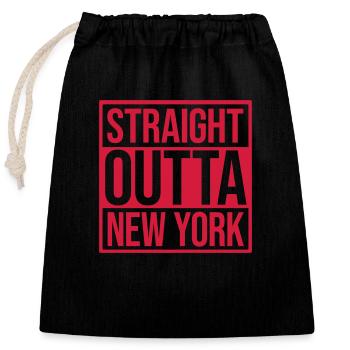 Straight outta NYC - Closable cotton gift bag (25x30cm) - black - Front