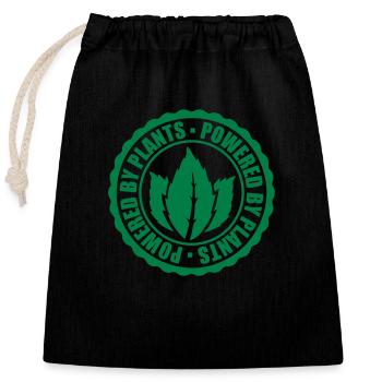 Powered by plants - Closable cotton gift bag (25x30cm) - black - Front