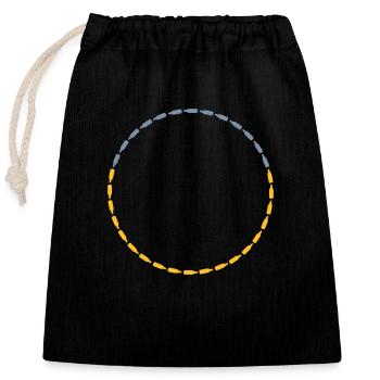 Circle frame beer bottles - Closable cotton gift bag (25x30cm) - black - Front