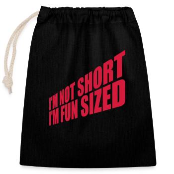 Not short fun sized - Verschließbarer Geschenkbeutel aus Baumwolle (25x30cm) - Schwarz - Vorne