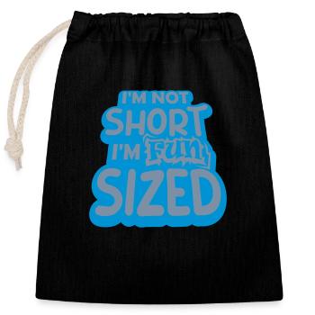 Not short fun sized - Verschließbarer Geschenkbeutel aus Baumwolle (25x30cm) - Schwarz - Vorne