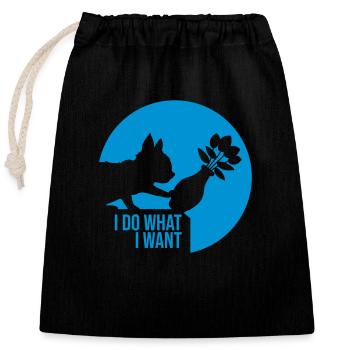Broken flower vase cheeky cat - Closable cotton gift bag (25x30cm) - black - Front