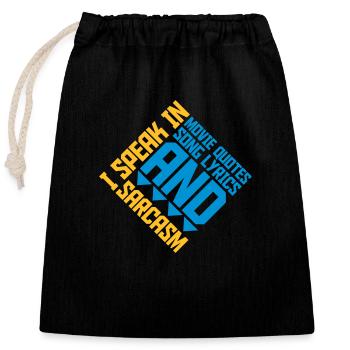 parler des paroles et du sarcasme - Sac cadeau en coton avec cordon (25 x 30 cm) - noir - Devant