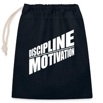 Citation de discipline sur la motivation - Sac cadeau en coton avec cordon (25 x 30 cm) - bleu marine - Devant