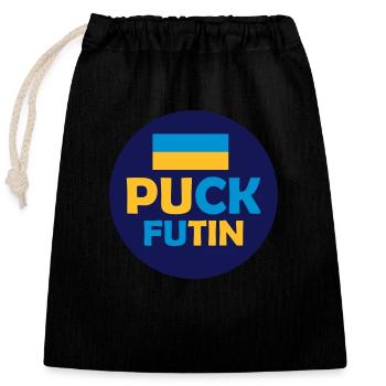 puck futin logo design - Closable cotton gift bag (25x30cm) - black - Front