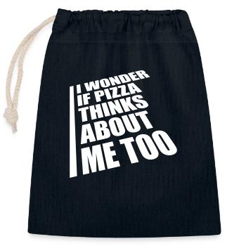 pizza thinks about me - Closable cotton gift bag (25x30cm) - navy - Front