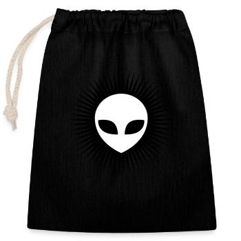 Strahlen Alien Kopf grau - Verschließbarer Geschenkbeutel aus Baumwolle (25x30cm) - Schwarz - Vorne