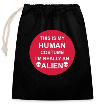 Citation extraterrestre de costume humain - Sac cadeau en coton avec cordon (25 x 30 cm) - noir - Devant