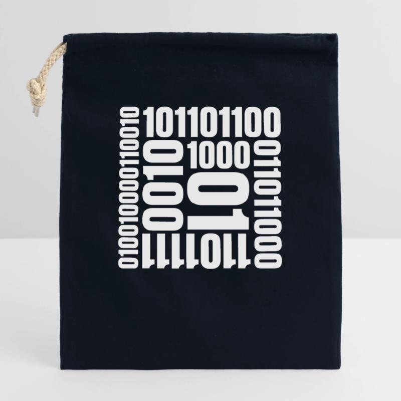 Langage de programme de code binaire Sac cadeau en coton avec cordon (25 x 30 cm)