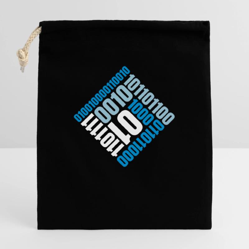 Langage de programme de code binaire Sac cadeau en coton avec cordon (25 x 30 cm)