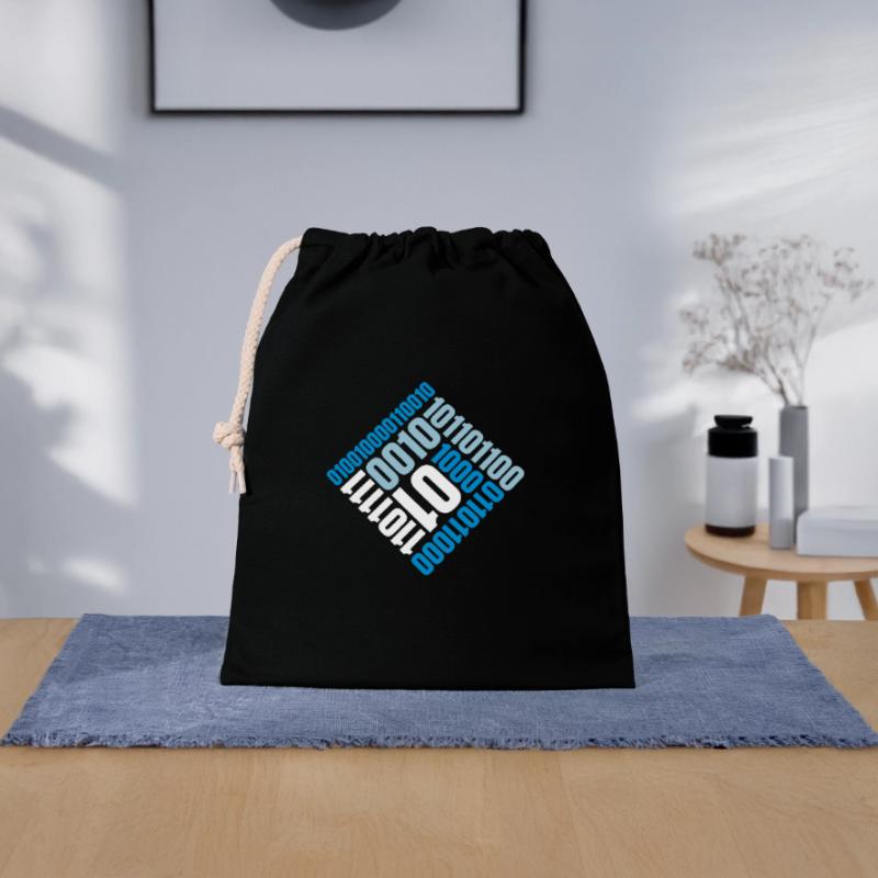 Langage de programme de code binaire Sac cadeau en coton avec cordon (25 x 30 cm)