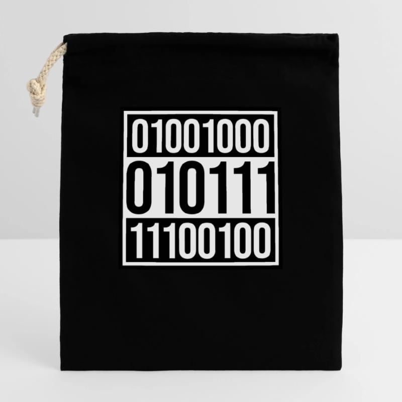Langage de programme de code binaire Sac cadeau en coton avec cordon (25 x 30 cm)