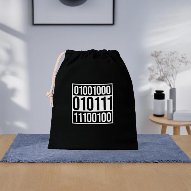 Langage de programme de code binaire Sac cadeau en coton avec cordon (25 x 30 cm)