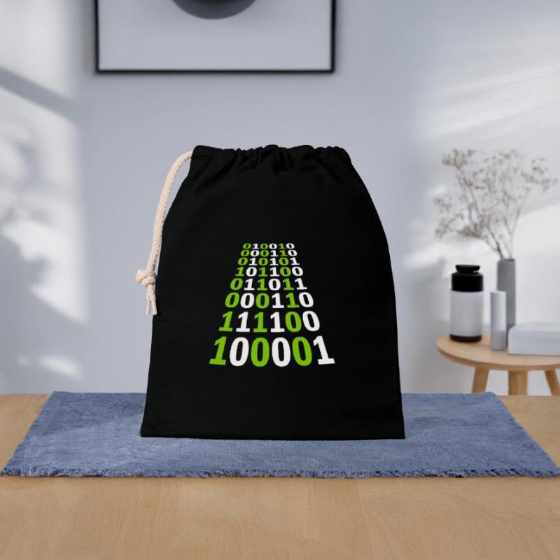 Langage de programme de code binaire Sac cadeau en coton avec cordon (25 x 30 cm)