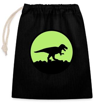 T rex - Closable cotton gift bag (25x30cm) - black - Front