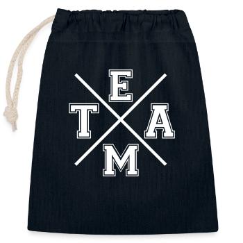 Team - Closable cotton gift bag (25x30cm) - navy - Front